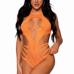 Leg Avenue Strappy Seamless Lace Bodysuit Lingerie 22 Leg Avenue Strappy Seamless Lace Bodysuit Lingerie