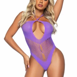 Leg Avenue Lingerie Hexi Net Halter Teddy