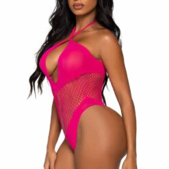 Leg Avenue Lingerie Hexi Net Halter Teddy