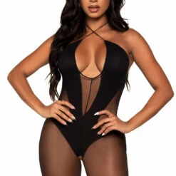 Leg Avenue Sheer And Opaque Patterned Bodystocking