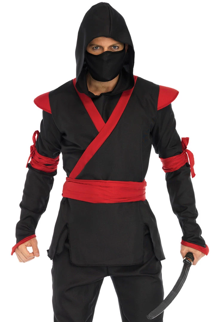 Leg Avenue Sexy Halloween Costumes Men's Black And Red Ninja Costume 3 Leg Avenue Sexy Halloween Costumes Men's Black And Red Ninja Costume