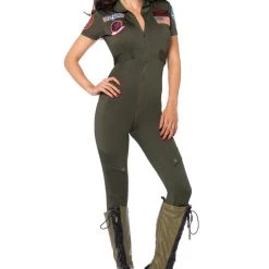 Leg Avenue Sexy Halloween Costumes Women's Top Gun Flight Suit Costume