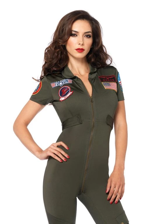 Leg Avenue Sexy Halloween Costumes Women's Top Gun Flight Suit Costume