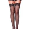 Music Legs Hosiery Belle Femme Lace Top Fishnet Thigh Hi Stockings