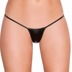 Roma Costume Panties Metallic Black Micro Thong Bikini Bottom