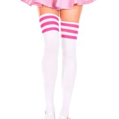 Music Legs Athletic Striped Thigh Highs Hosiery