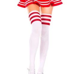 Music Legs Athletic Striped Thigh Highs Hosiery