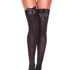Music Legs Bow Top Thigh Highs