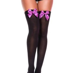 Music Legs Bow Top Thigh Highs