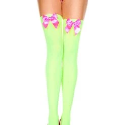 Music Legs Bow Top Thigh Highs