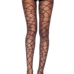 Music Legs Spiderweb Print Mesh Pantyhose Hosiery