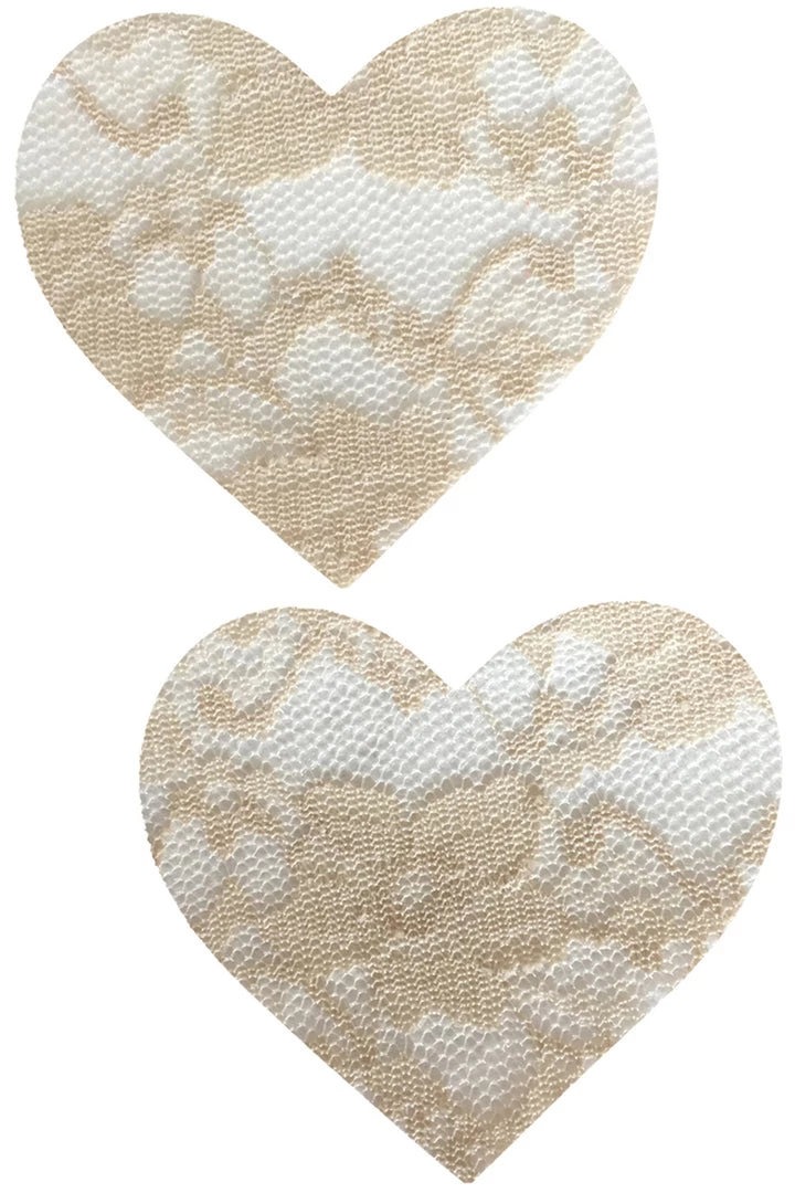 NevaNude Beige Lace Heart Nipple Pasties 1 NevaNude Beige Lace Heart Nipple Pasties