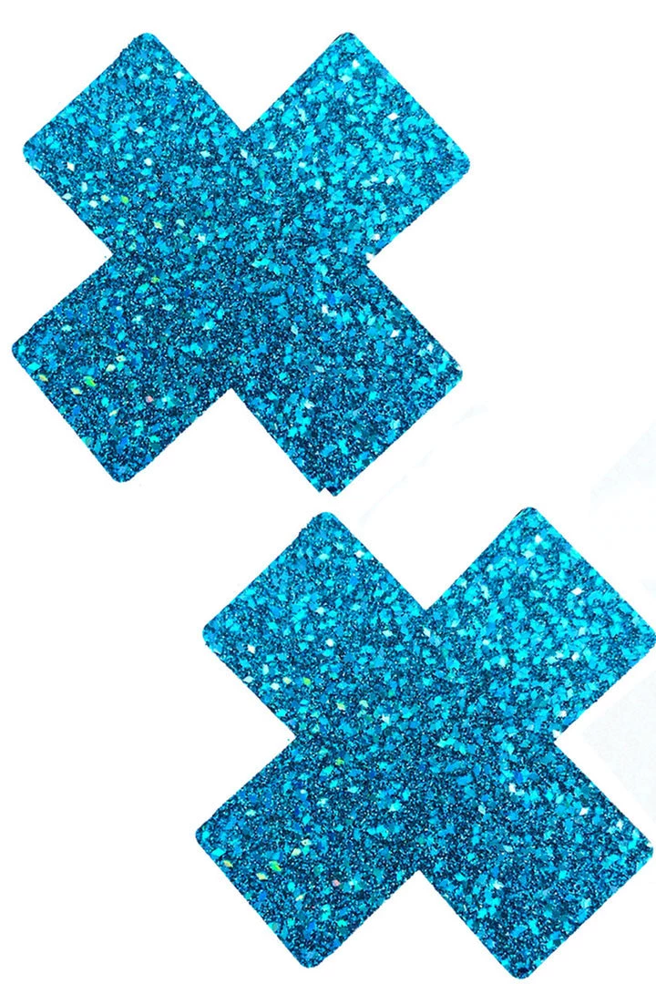 NevaNude Turquoise Glitter X Pasties 1 NevaNude Turquoise Glitter X Pasties