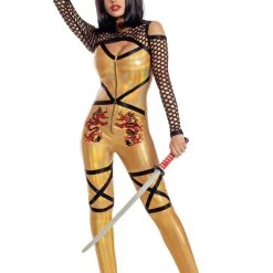 Party King Golden Dragon Ninja Costume Sexy Halloween Costumes