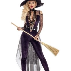Party King Sexy Halloween Costumes Midnight Violet Witch Costume