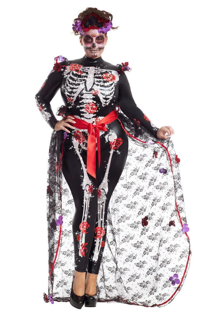 Party King Plus Size Rosas Day Of The Dead Costume 1 Party King Plus Size Rosas Day Of The Dead Costume