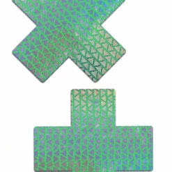 Pastease Green Holographic Triangle Cross Pasties