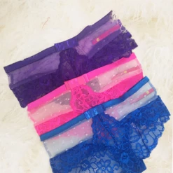 Seven Til Midnight Lingerie Purple Dotted Mesh & Lace Cheeky Panty