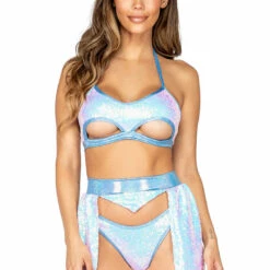 Roma Costume Clothing Sequin Underboob Cutout Bikini Top