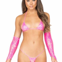 Roma Costume Iridescent Sequin Gloves Clubwear