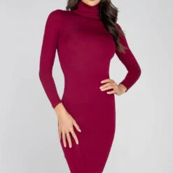 Roma Costume Classic Turtle Neck Midi Dress Clothing