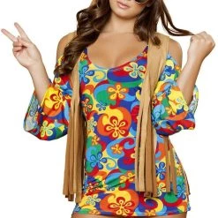 Roma Costume Groovy Flower Child Hippie Costume Sexy Halloween Costumes