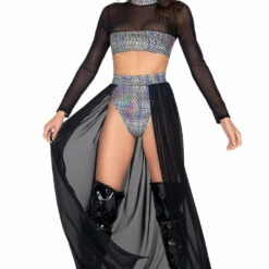 Roma Costume Metallic And Sheer Crop Top 13 Roma Costume Metallic And Sheer Crop Top