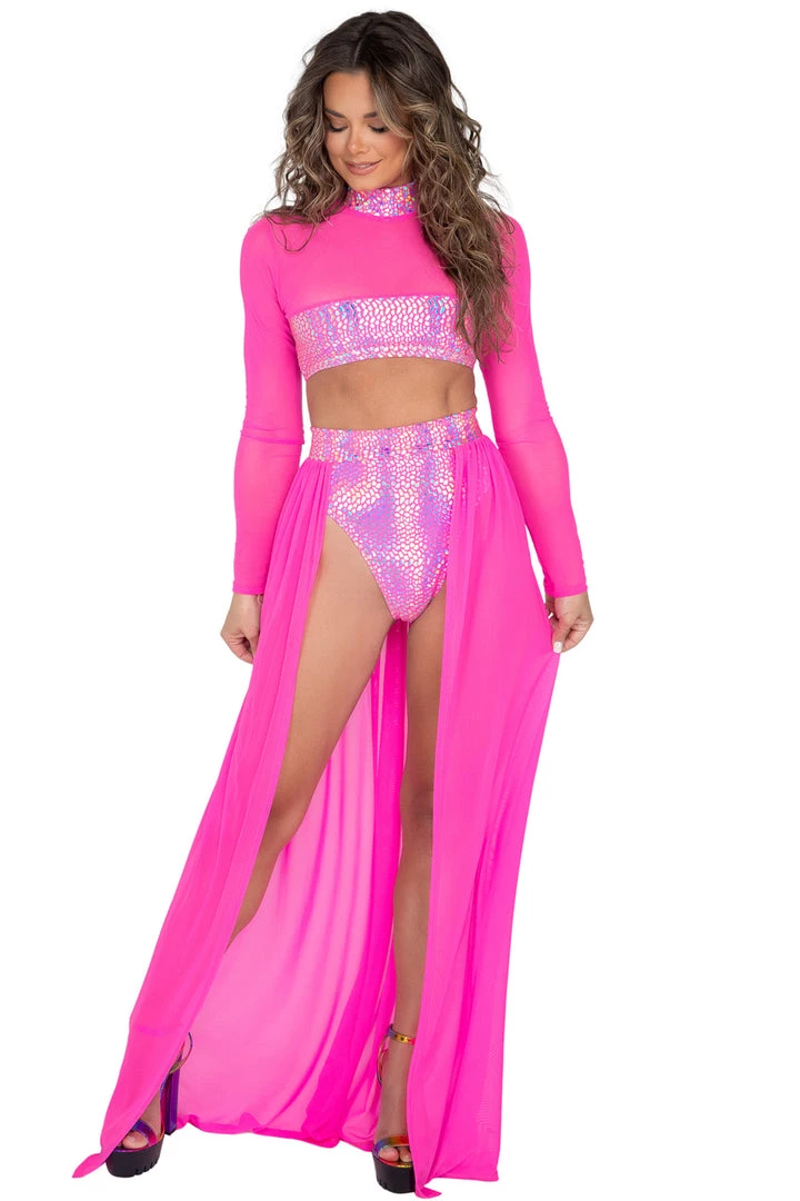 Roma Costume Metallic And Sheer Crop Top 2 Roma Costume Metallic And Sheer Crop Top