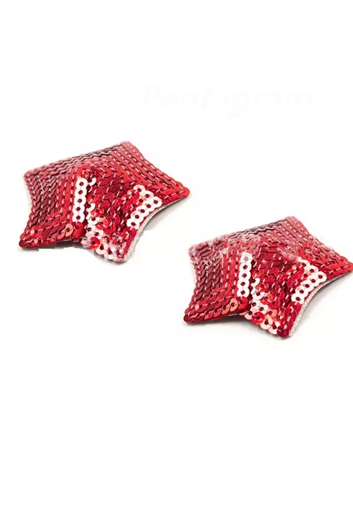 HD Lingerie Red Sequin Star Shaped Nipple Pasties 1 HD Lingerie Red Sequin Star Shaped Nipple Pasties