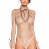 Roma Costume Nude Elegant Long Sleeve Lace Teddy