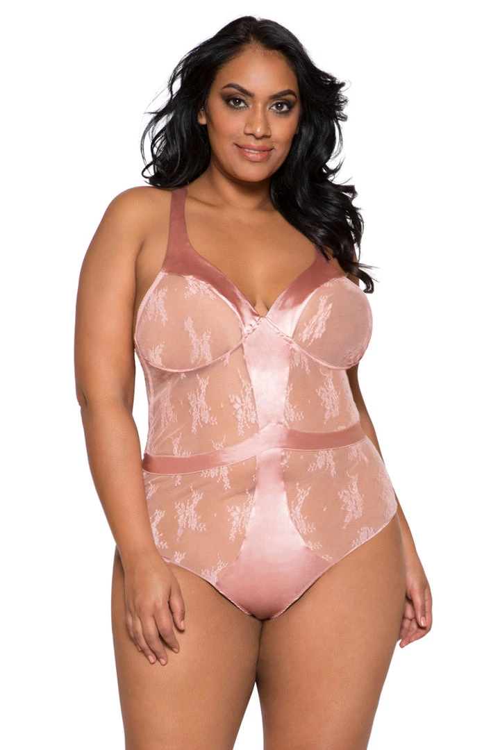 Roma Costume Plus Size Perfectly Pink Lace Teddy 1 Roma Costume Plus Size Perfectly Pink Lace Teddy