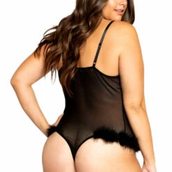 Roma Costume Plus Size Curvy Mesh & Fur Teddy Plus Size Lingerie