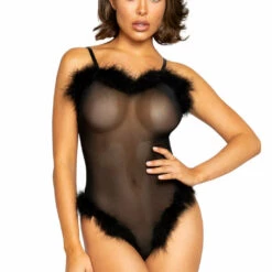 Roma Costume Curvy Mesh & Fur Teddy Lingerie