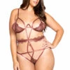 Roma Costume Plus Size Lingerie Plus Size Multiple Cutout Eyelash Lace Teddy