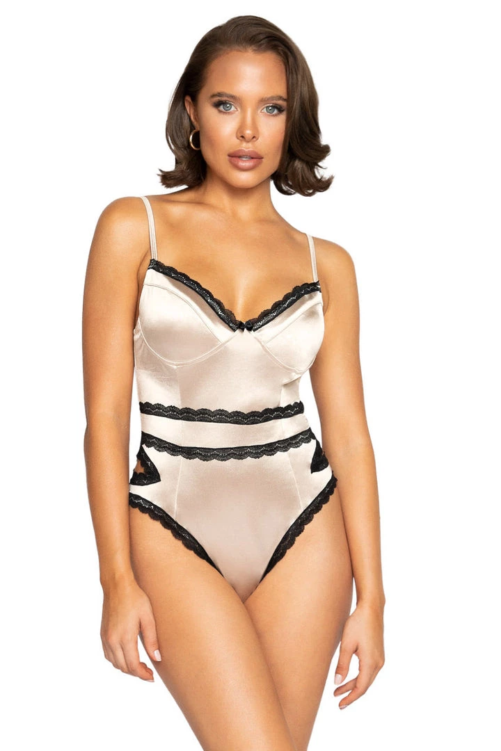 Roma Costume Nude Satin Teddy 1 Roma Costume Nude Satin Teddy