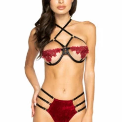 Roma Costume Strappy High-Waisted Velvet Bra Set 5 Roma Costume Strappy High-Waisted Velvet Bra Set