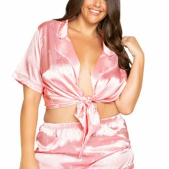 Roma Costume Plus Size LOVE Satin Pajama Set