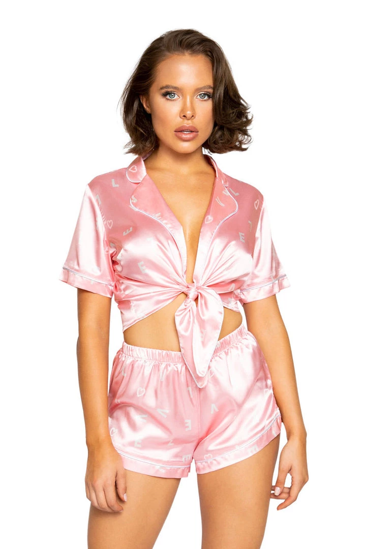 Roma Costume LOVE Satin Pajama Set Lingerie 6 Roma Costume LOVE Satin Pajama Set Lingerie