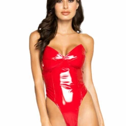 Roma Costume Vinyl Bodysuit With Back Zipper And Thong Back Lingerie