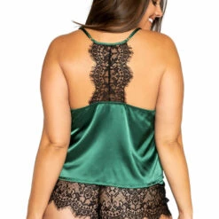 Roma Costume Plus Size Elegant Satin And Lace Pajama Set