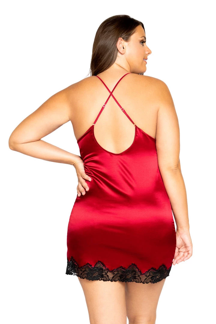 Roma Costume Plus Size Soft Satin Chemise With Lace Detail 2 Roma Costume Plus Size Soft Satin Chemise With Lace Detail