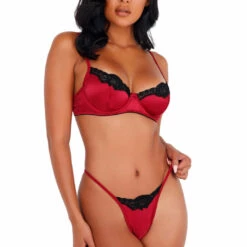 Roma Costume Lace And Satin Underwire Bra Set Lingerie