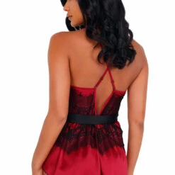 Roma Costume Sexy Satin And Eyelash Lace Babydoll