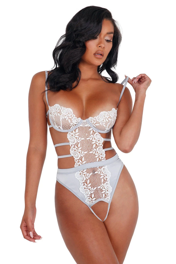 Roma Costume Embroidered Lace And Satin Crotchless Teddy Lingerie 3 Roma Costume Embroidered Lace And Satin Crotchless Teddy Lingerie