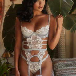 Roma Costume Lingerie Strappy Satin And Lace Bustier