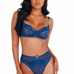 Roma Costume Lingerie Navy Satin And Lace Bra And Panty 5 Roma Costume Lingerie Navy Satin And Lace Bra And Panty