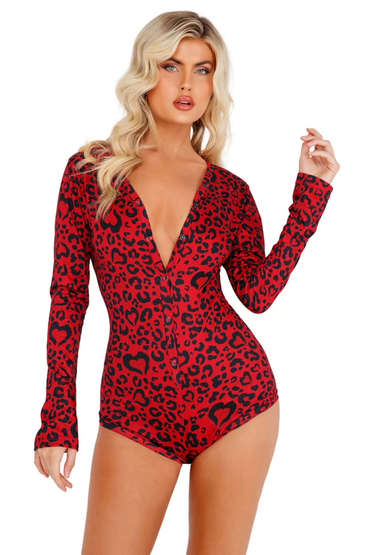 Roma Costume Lingerie Cozy Heart Shaped Leopard Romper 3 Roma Costume Lingerie Cozy Heart Shaped Leopard Romper
