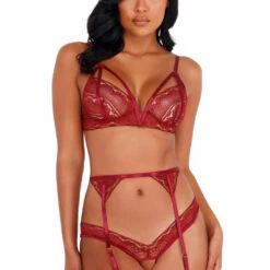 Roma Costume Lingerie Glittered Strappy Garter Set