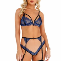 Roma Costume Lingerie Glittered Strappy Garter Set