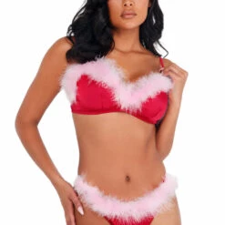 Roma Costume Satin And Marabou Bra Set
